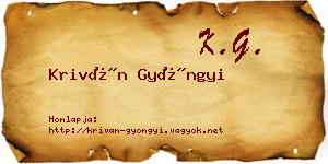 Kriván Gyöngyi névjegykártya