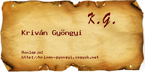 Kriván Gyöngyi névjegykártya